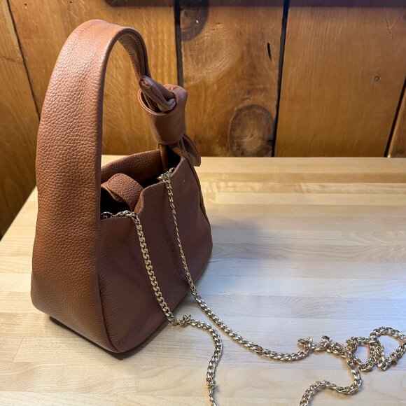 Italian Leather Mini Bow Bag (Cognac) - Picture 1 of 13